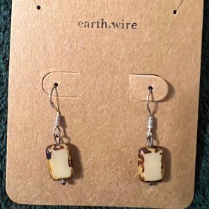 Earth wire earrings, Leopard, Czech glass, silver plated